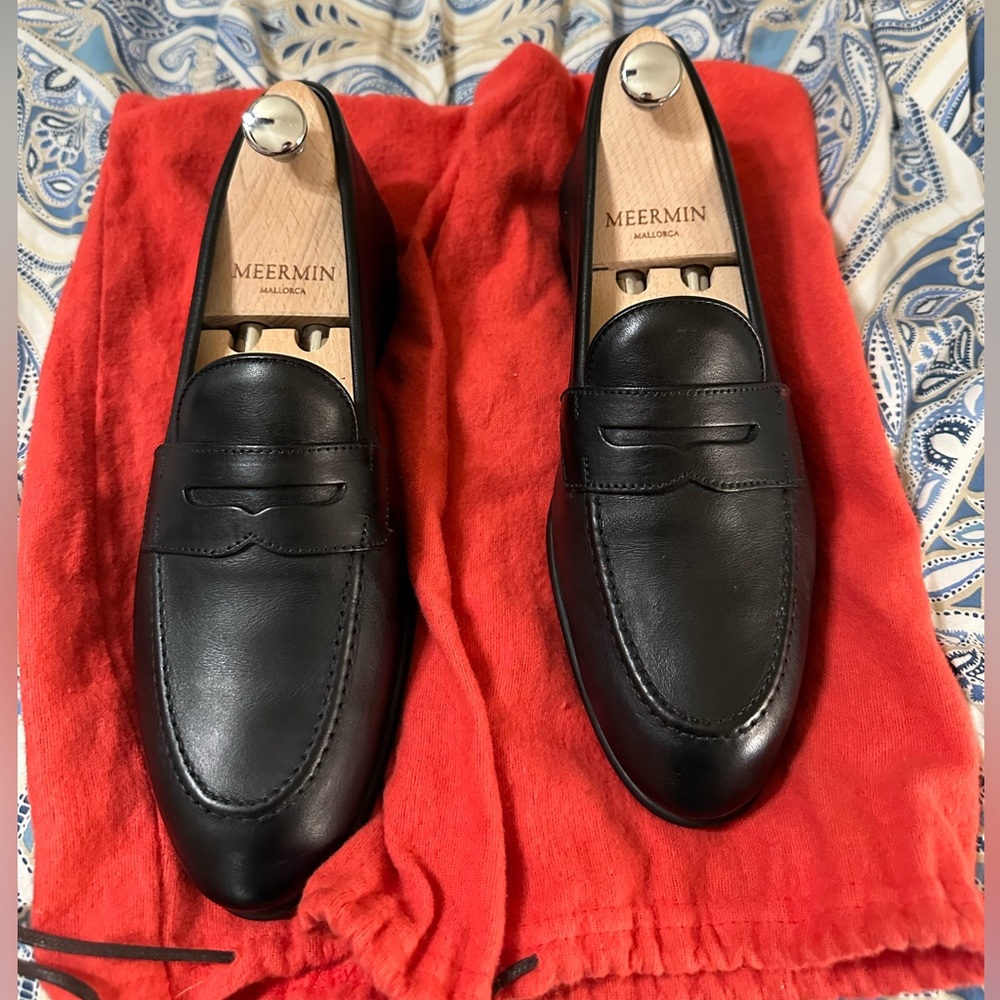 Carmina black unlined loafer UK 6.5/US7.5